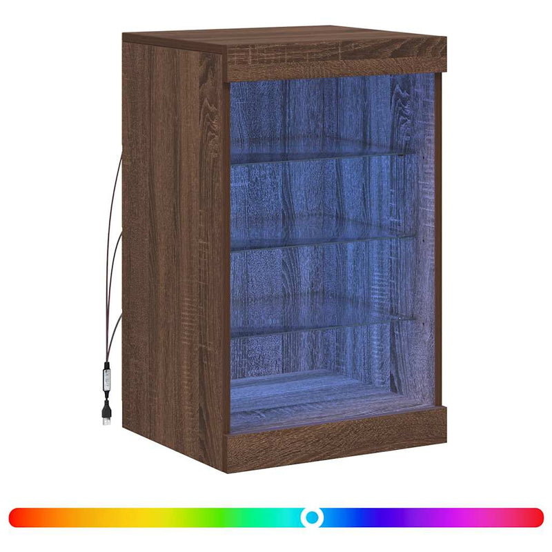 Servantă cu lumini LED, stejar maro, 41x37x67 cm