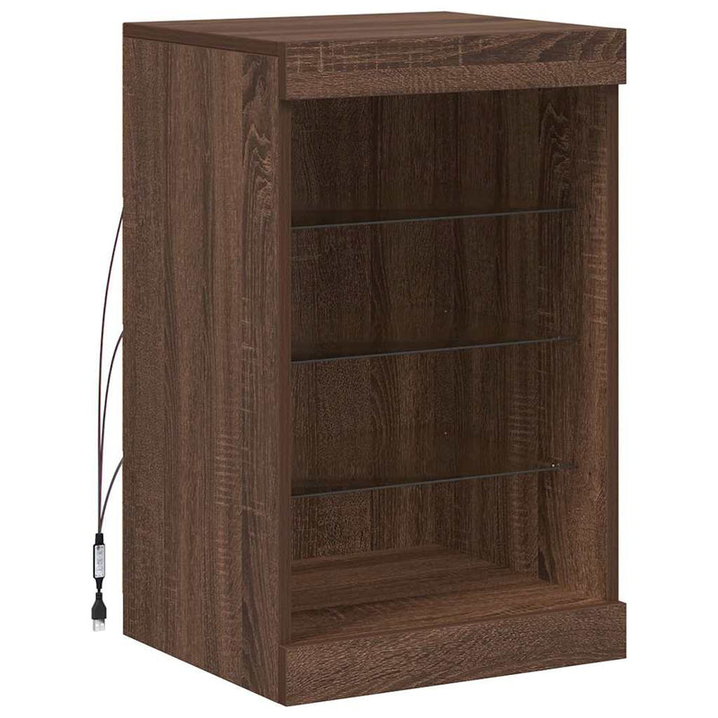 Servantă cu lumini LED, stejar maro, 41x37x67 cm