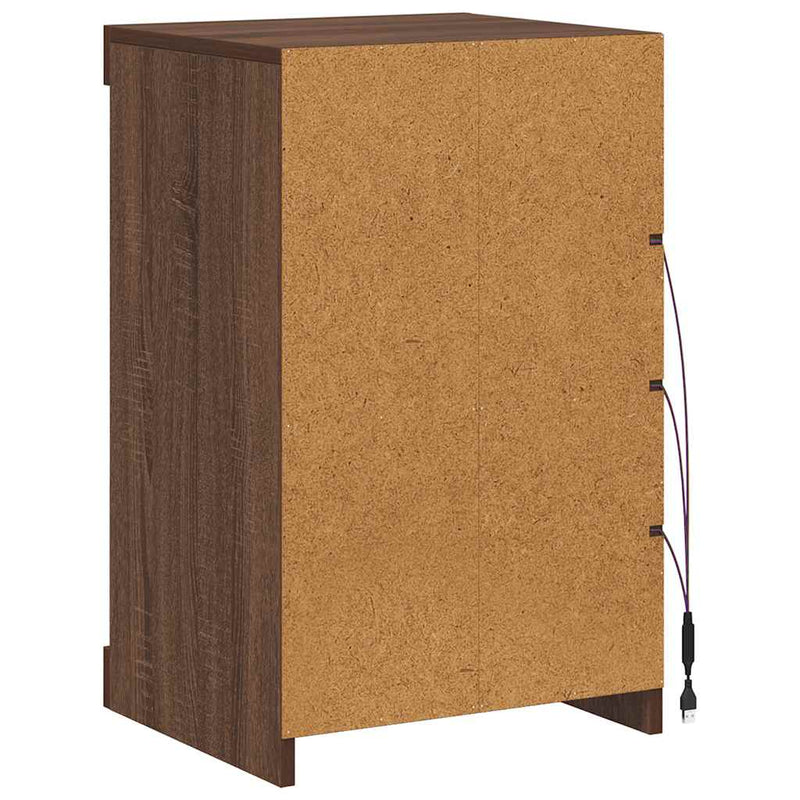 Servantă cu lumini LED, stejar maro, 41x37x67 cm