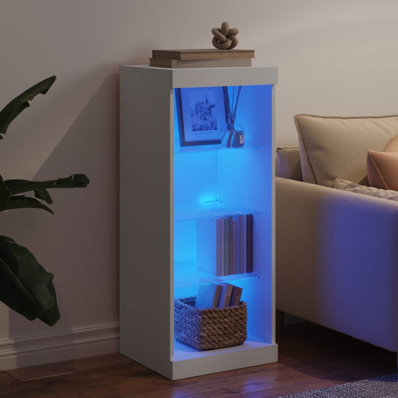 Servantă cu lumini LED, alb, 41x37x100 cm