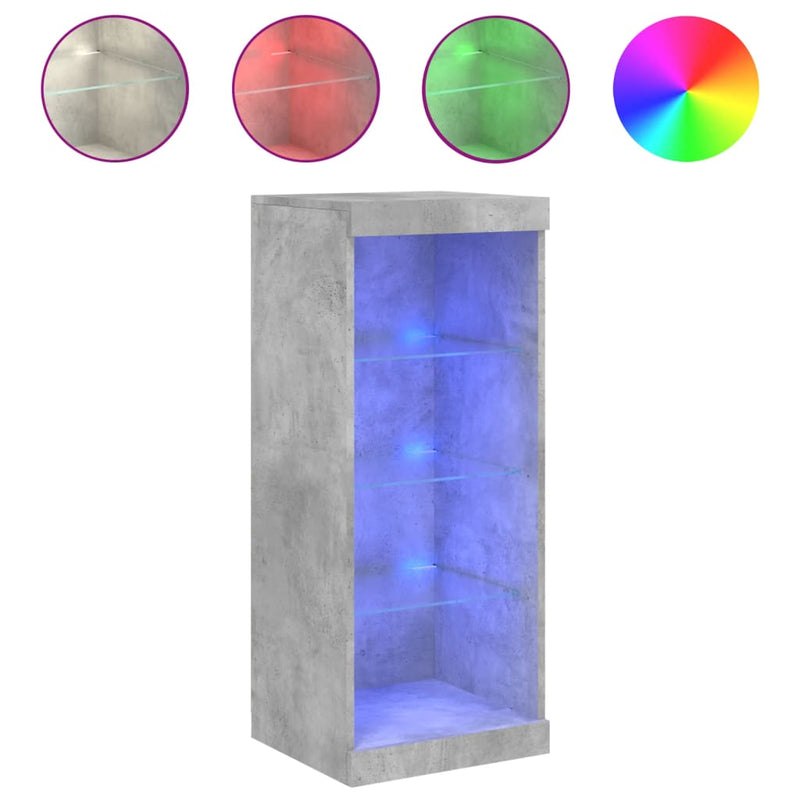 Servantă cu lumini LED, gri beton, 41x37x100 cm