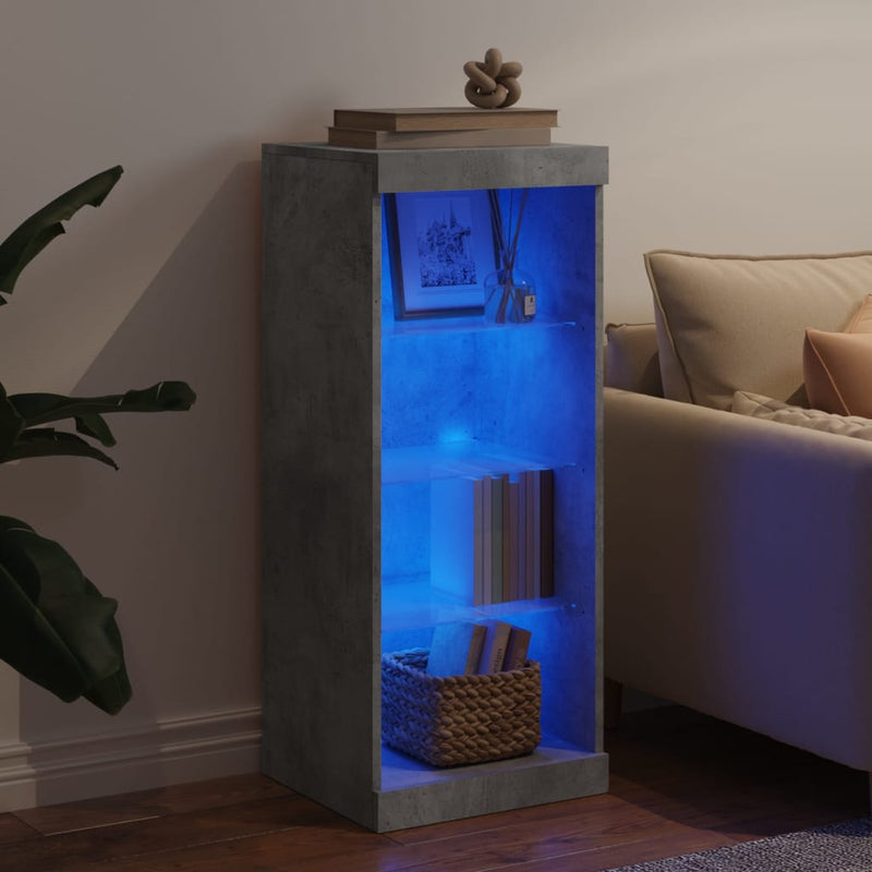 Servantă cu lumini LED, gri beton, 41x37x100 cm