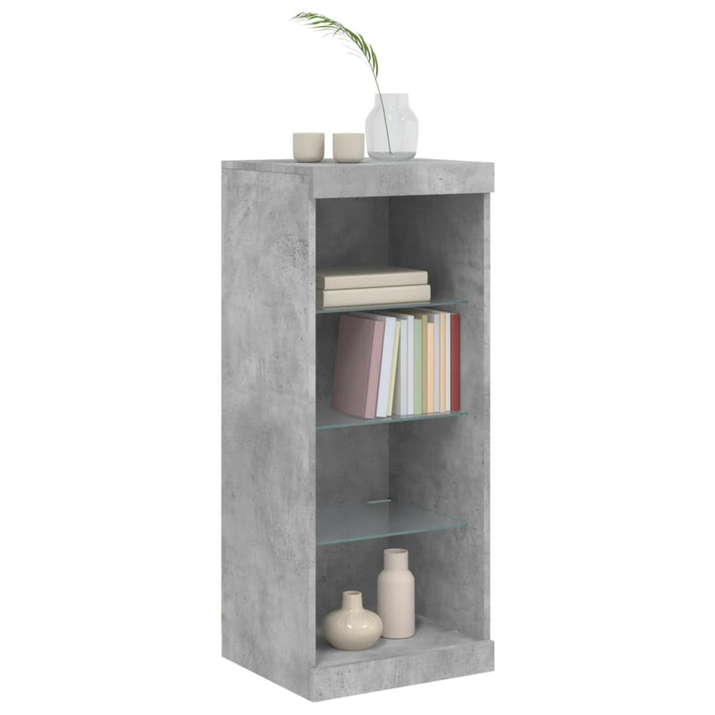 Servantă cu lumini LED, gri beton, 41x37x100 cm