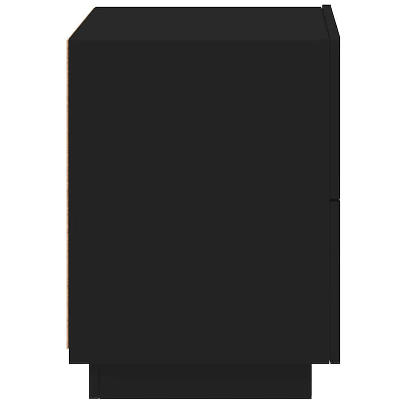 Noptieră cu lumini LED, negru, lemn prelucrat