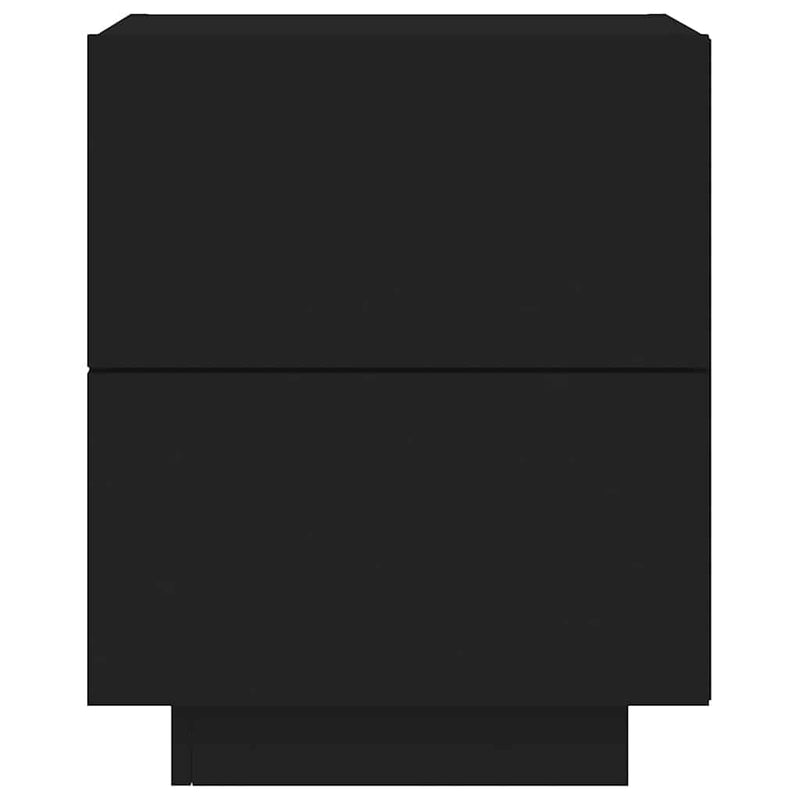 Noptiere cu lumini LED, 2 buc., negru, lemn prelucrat