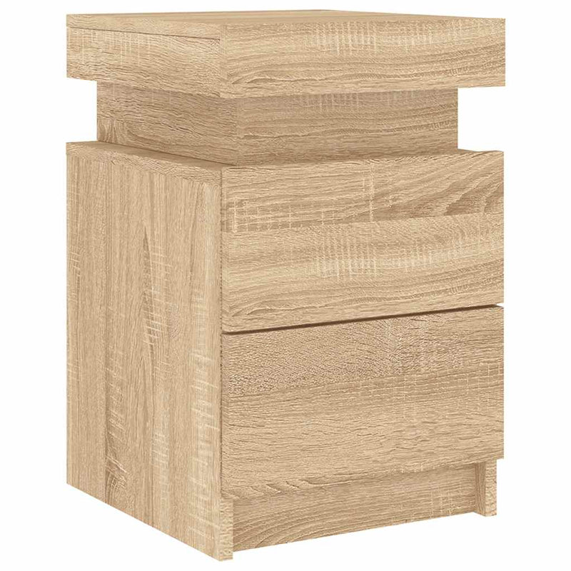 Noptieră cu lumini LED, stejar sonoma, 35x39x55 cm