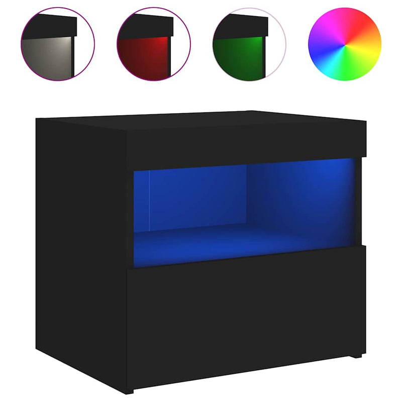 Noptieră cu lumini LED, negru, 50x40x45 cm