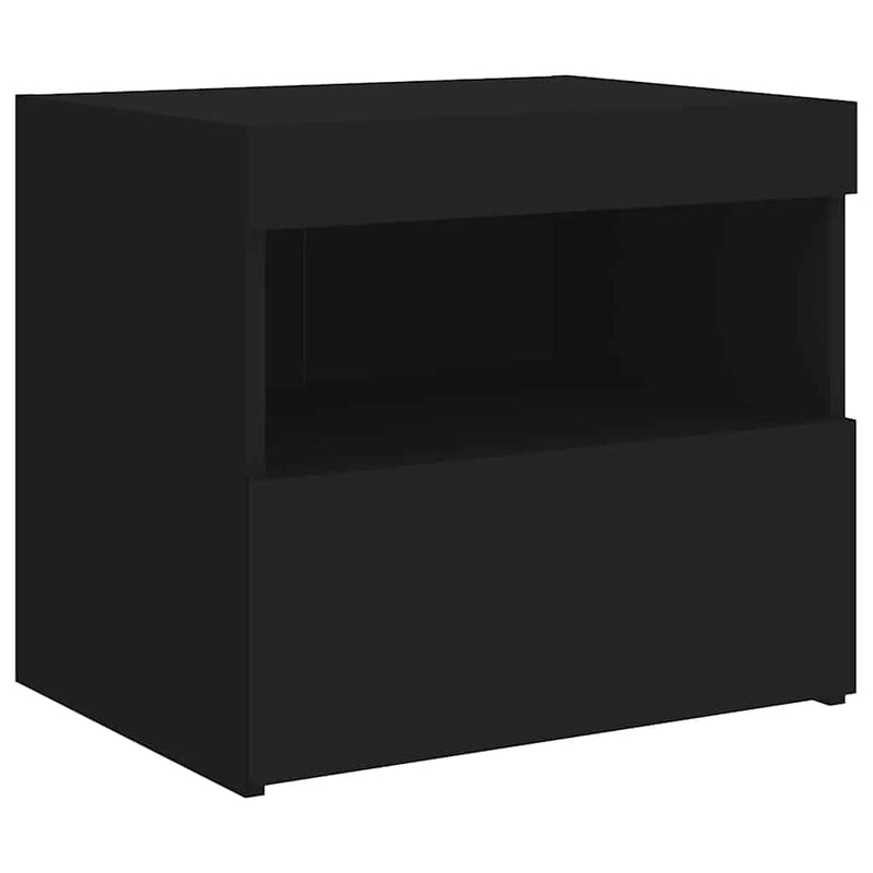 Noptieră cu lumini LED, negru, 50x40x45 cm