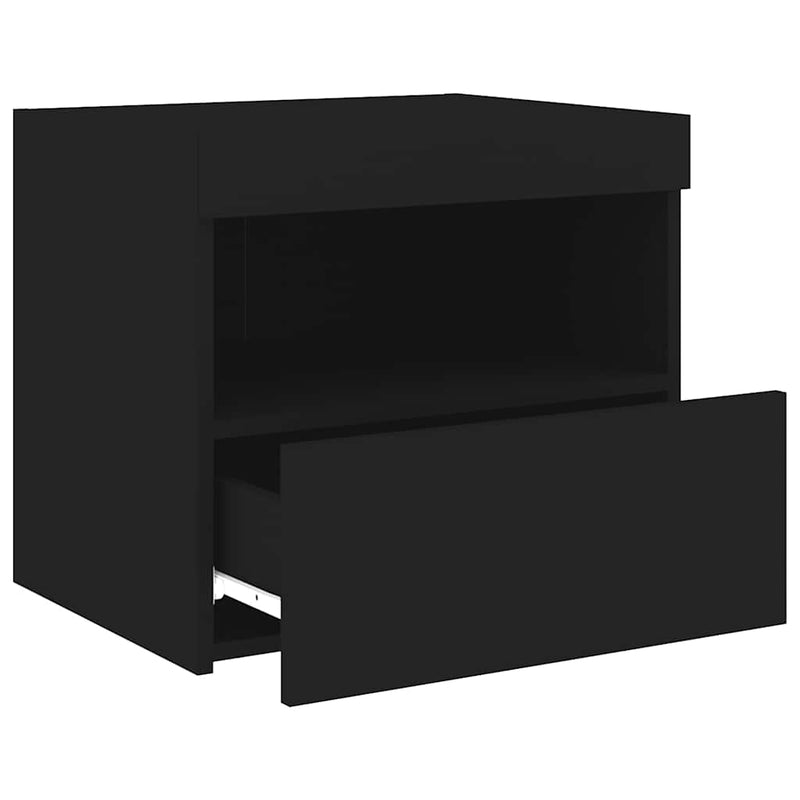 Noptieră cu lumini LED, negru, 50x40x45 cm