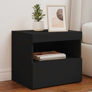 Noptieră cu lumini LED, negru, 50x40x45 cm