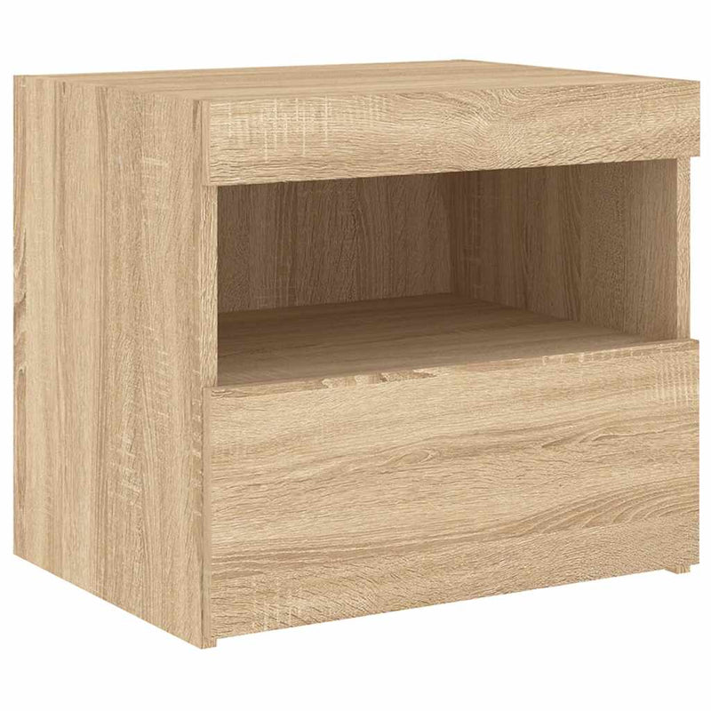 Noptiere cu lumini LED, 2 buc., stejar sonoma, 50x40x45 cm