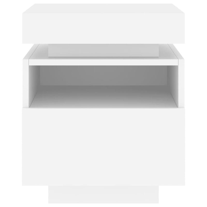 Noptieră cu lumini LED, alb, 40x39x48,5 cm
