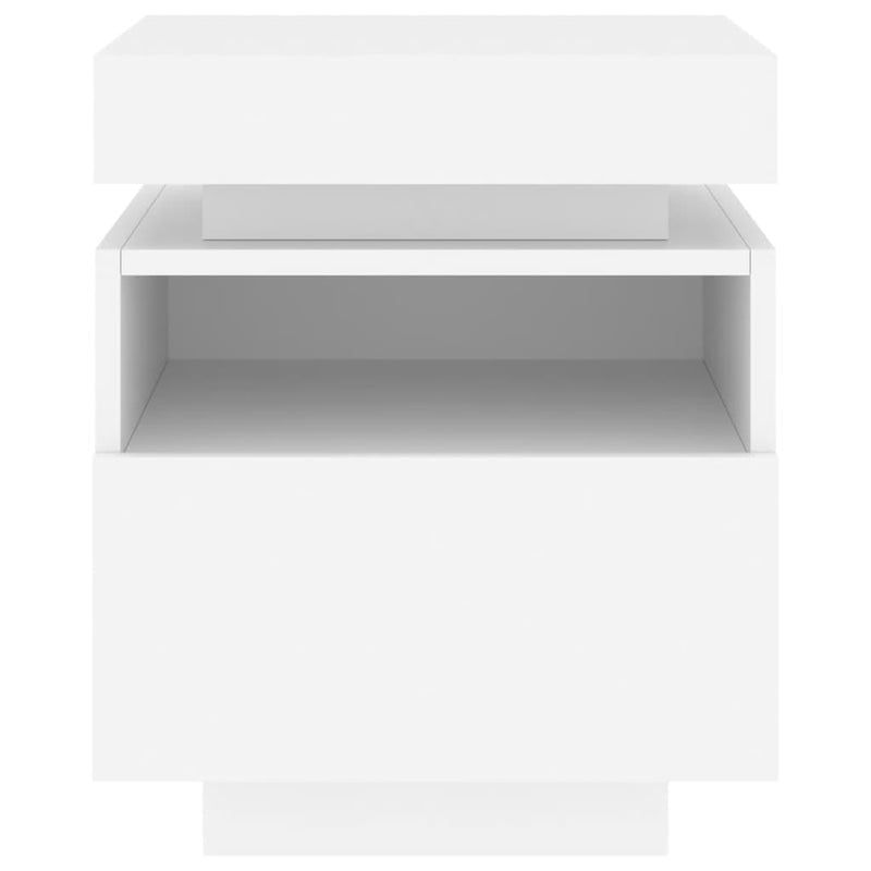 Noptiere cu lumini LED, 2 buc., alb, 40x39x48,5 cm