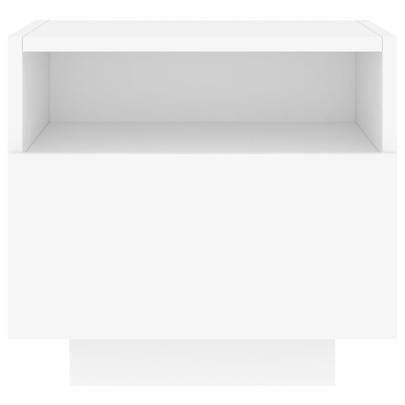 Noptiere cu lumini LED, 2 buc., alb, 40x39x37 cm