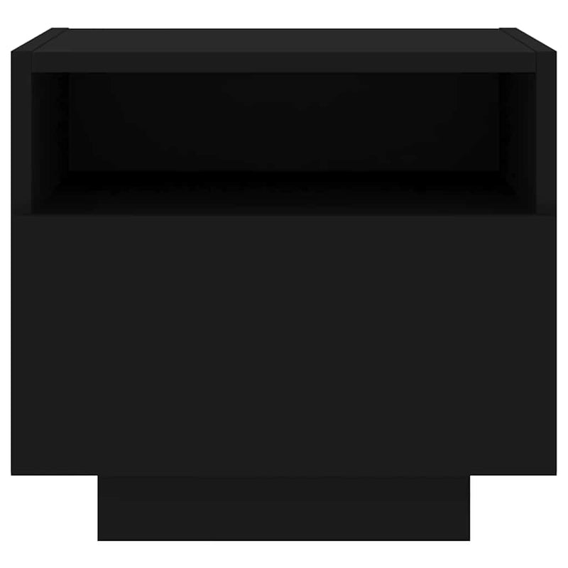 Noptiere cu lumini LED, 2 buc., negru, 40x39x37 cm