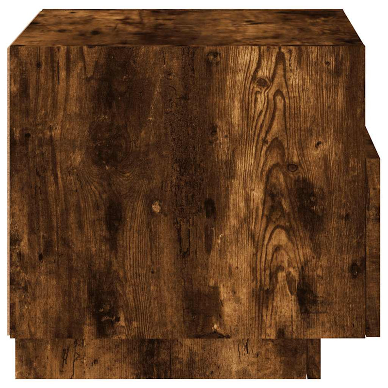 Noptiere cu lumini LED, stejar fumuriu, 40x39x37 cm