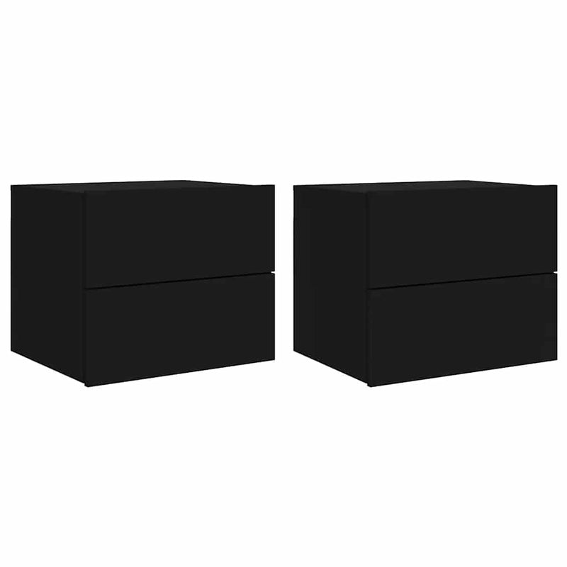 Noptiere montate pe perete cu lumini LED, 2 buc., negru