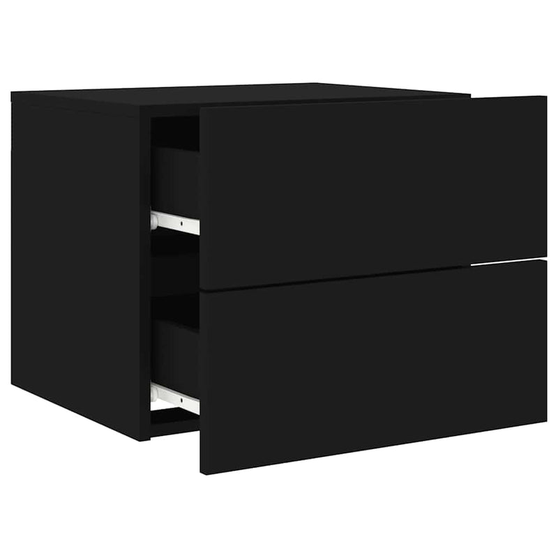 Noptiere montate pe perete cu lumini LED, 2 buc., negru