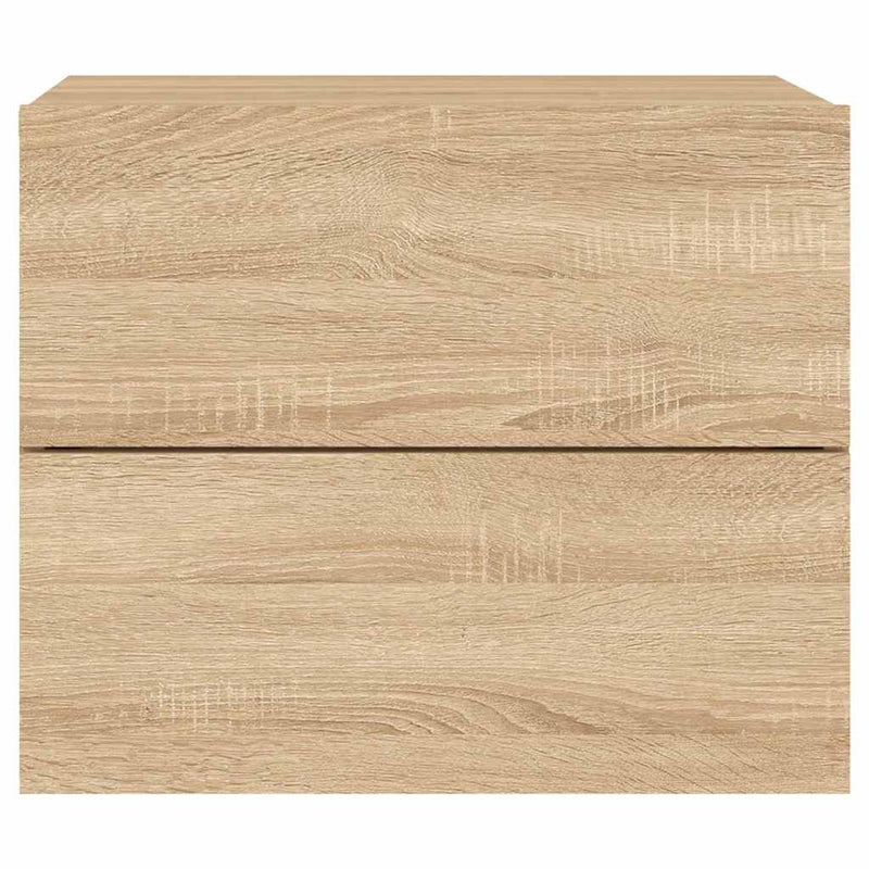 Noptiere montate pe perete cu lumini LED, 2 buc., stejar sonoma