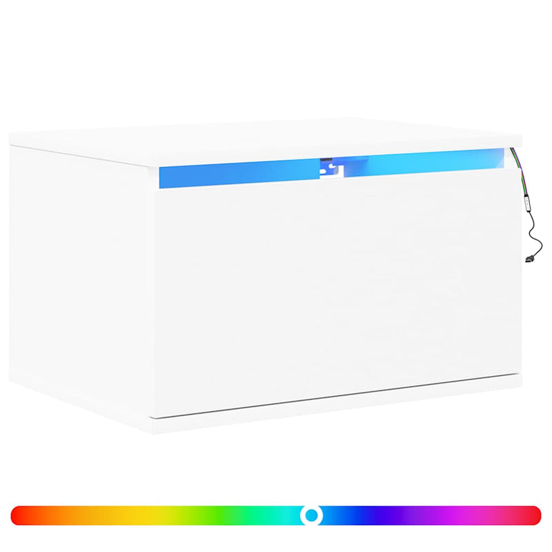 Noptieră montată pe perete cu lumini LED, alb