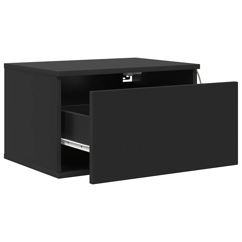 Noptiere montate pe perete cu lumini LED, 2 buc., negru