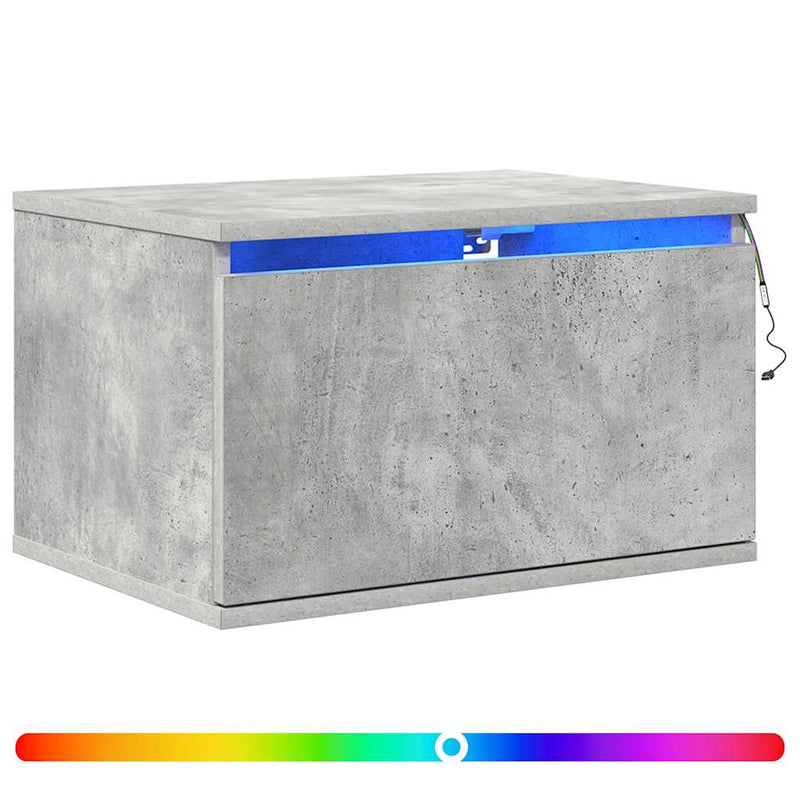 Noptiere montate pe perete cu lumini LED, 2 buc., gri beton