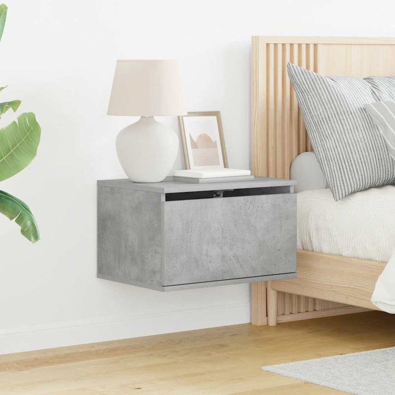Noptiere montate pe perete cu lumini LED, 2 buc., gri beton