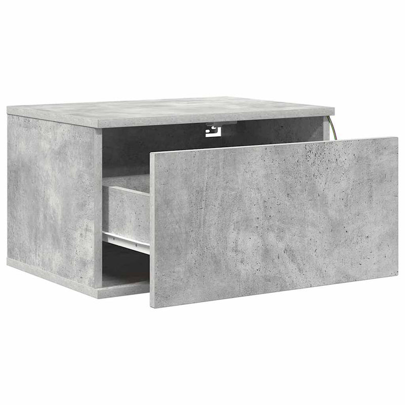 Noptiere montate pe perete cu lumini LED, 2 buc., gri beton
