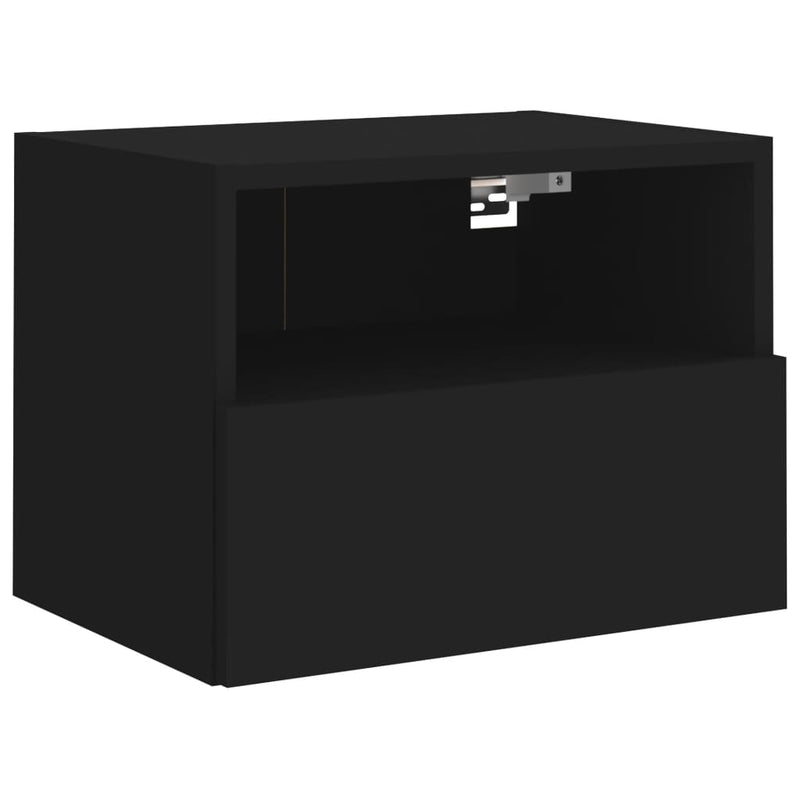 Comode TV de perete, 2 buc., negru, 40x30x30 cm, lemn prelucrat