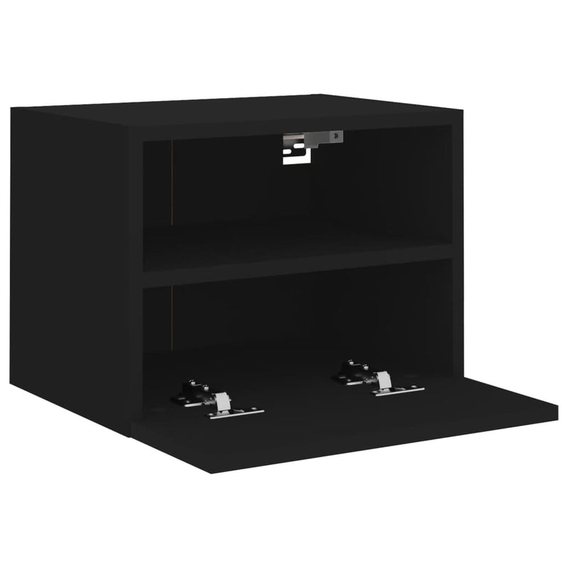 Comode TV de perete, 2 buc., negru, 40x30x30 cm, lemn prelucrat