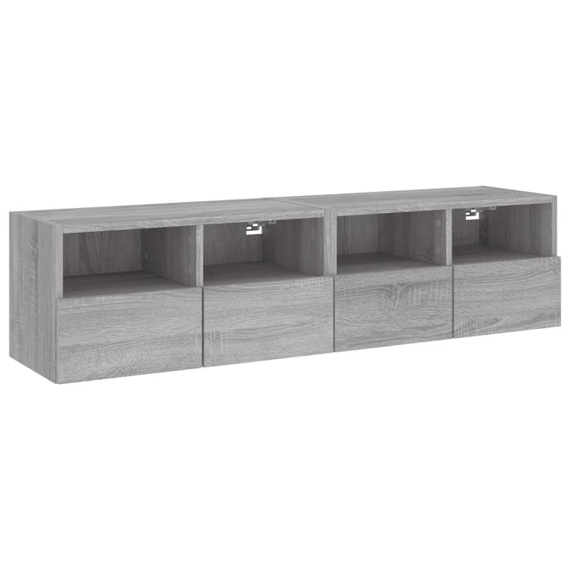 Comode TV de perete, 2 buc., gri sonoma, 60x30x30 cm, lemn