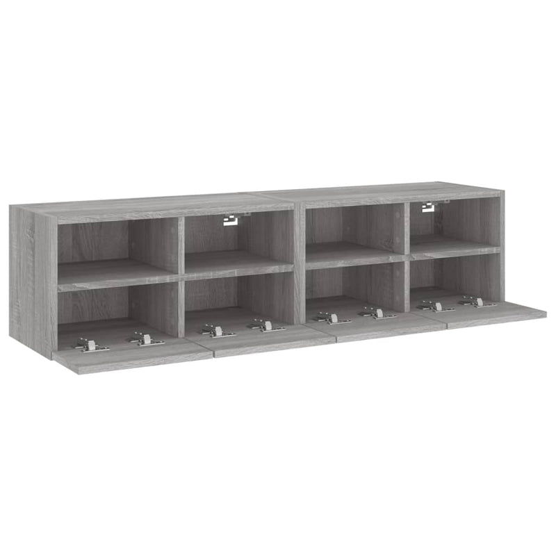 Comode TV de perete, 2 buc., gri sonoma, 60x30x30 cm, lemn