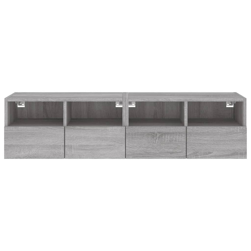Comode TV de perete, 2 buc., gri sonoma, 60x30x30 cm, lemn