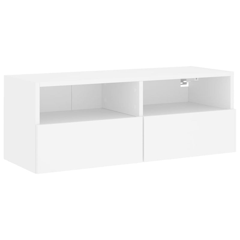 Comode TV de perete, alb, 80x30x30 cm, lemn prelucrat