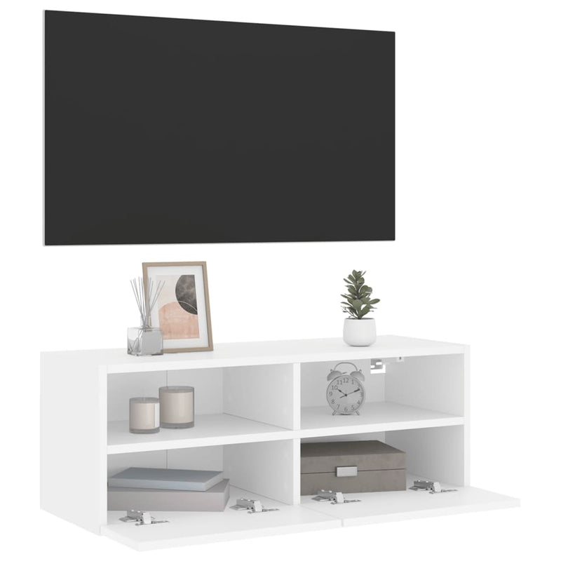 Comode TV de perete, alb, 80x30x30 cm, lemn prelucrat