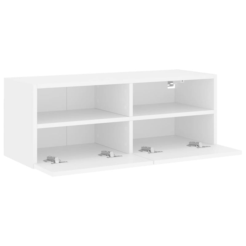Comode TV de perete, alb, 80x30x30 cm, lemn prelucrat