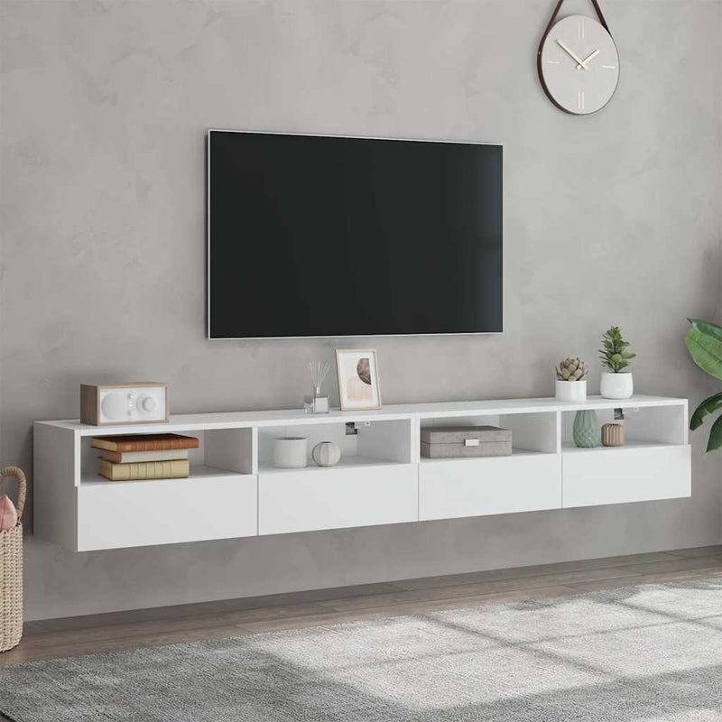 Dulapuri TV de perete 2 buc. alb 100x30x30 cm lemn compozit