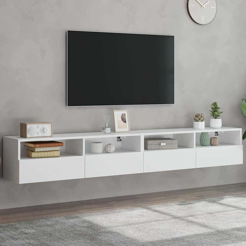 Dulapuri TV de perete 2 buc. alb 100x30x30 cm lemn compozit