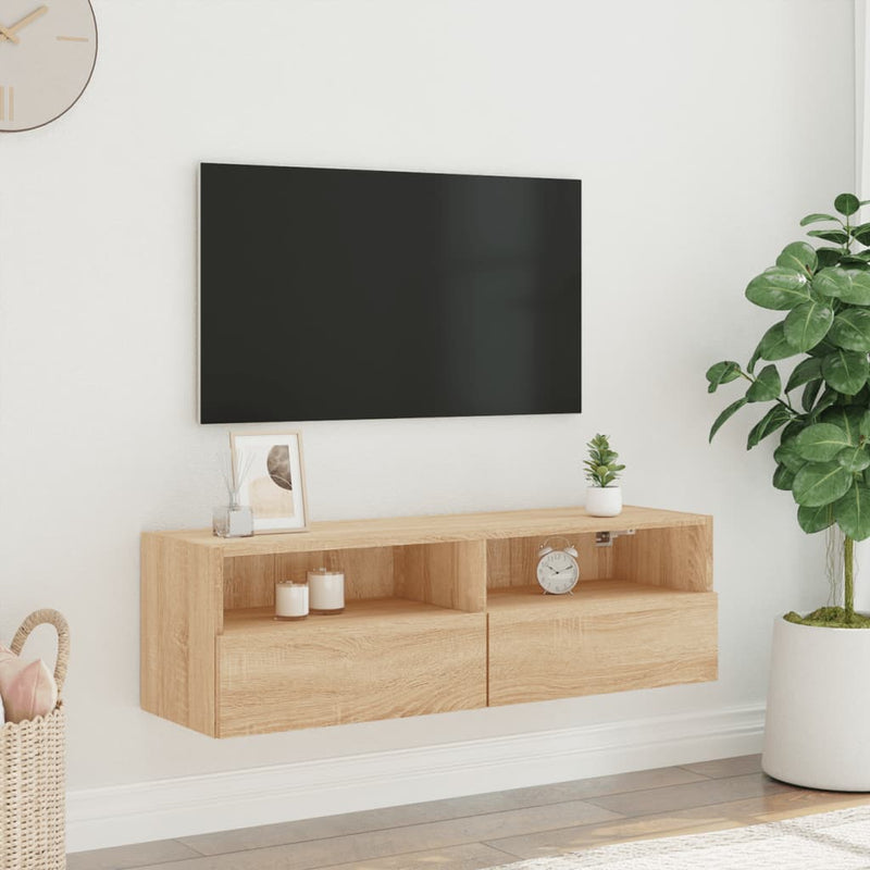 Comodă TV de perete, stejar sonoma, 100x30x30 cm lemn prelucrat
