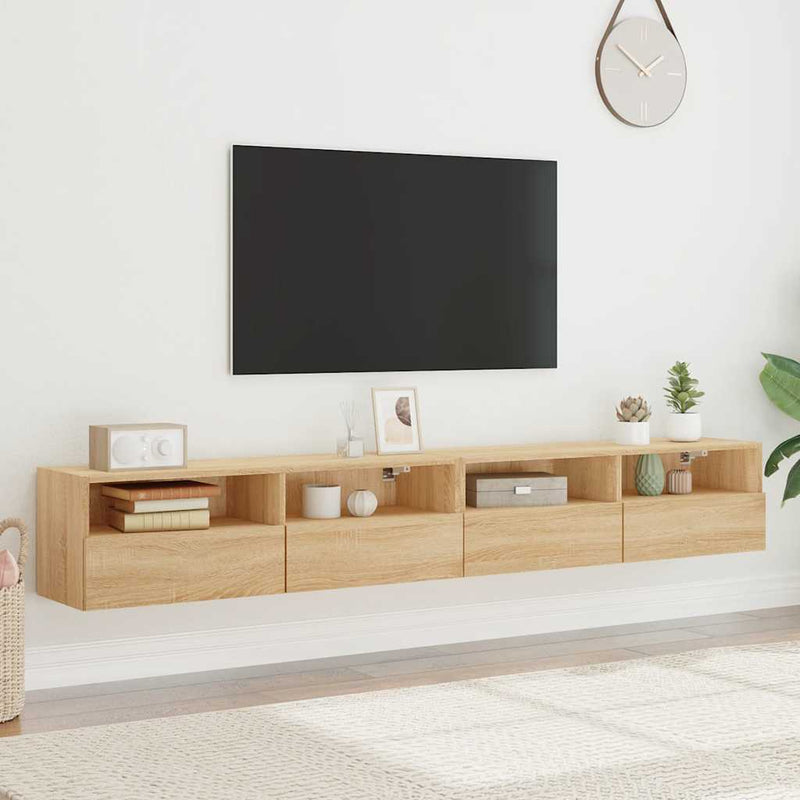 Dulapuri TV de perete 2 buc. stejar sonoma 100x30x30 cm lemn