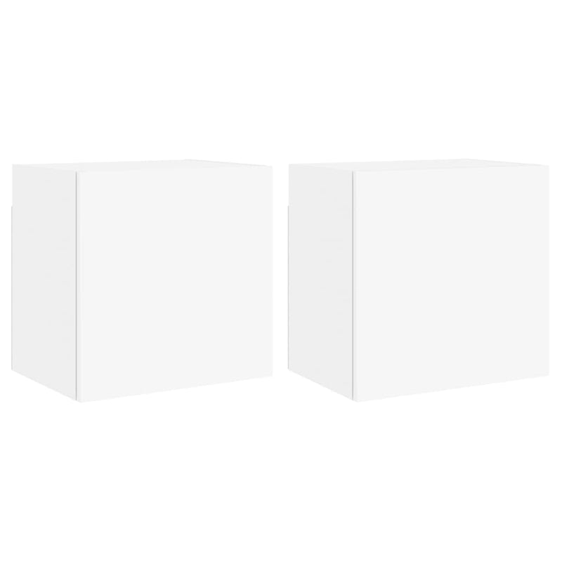 Comode TV de perete, 2 buc., alb, 40,5x30x40 cm, lemn prelucrat