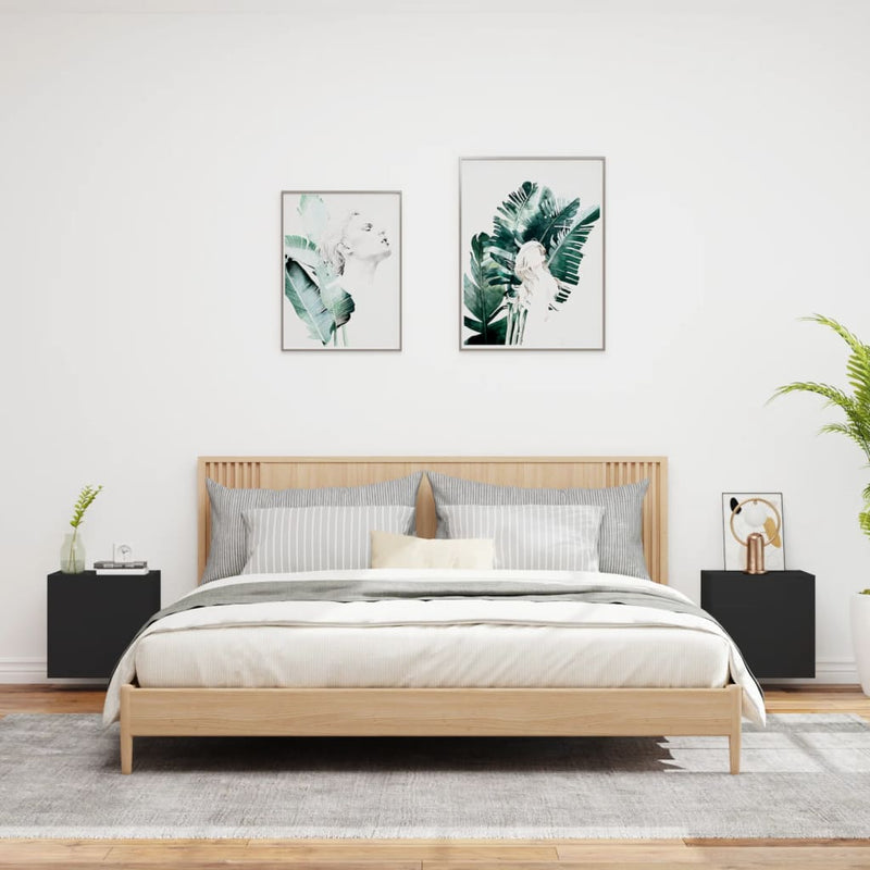 Comode TV de perete, 2 buc. negru, 40,5x30x40 cm lemn prelucrat