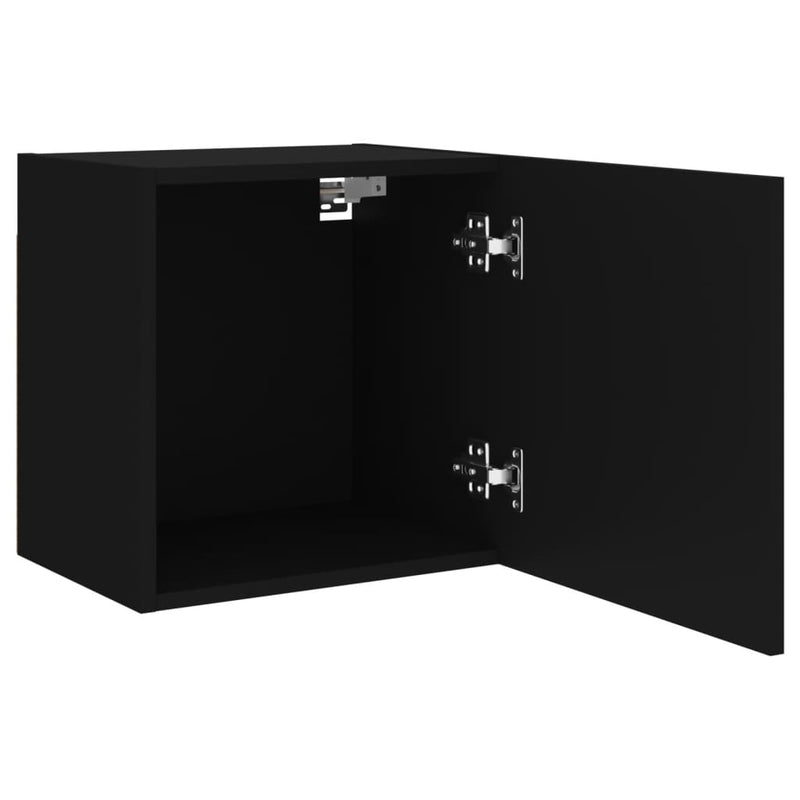 Comode TV de perete, 2 buc. negru, 40,5x30x40 cm lemn prelucrat