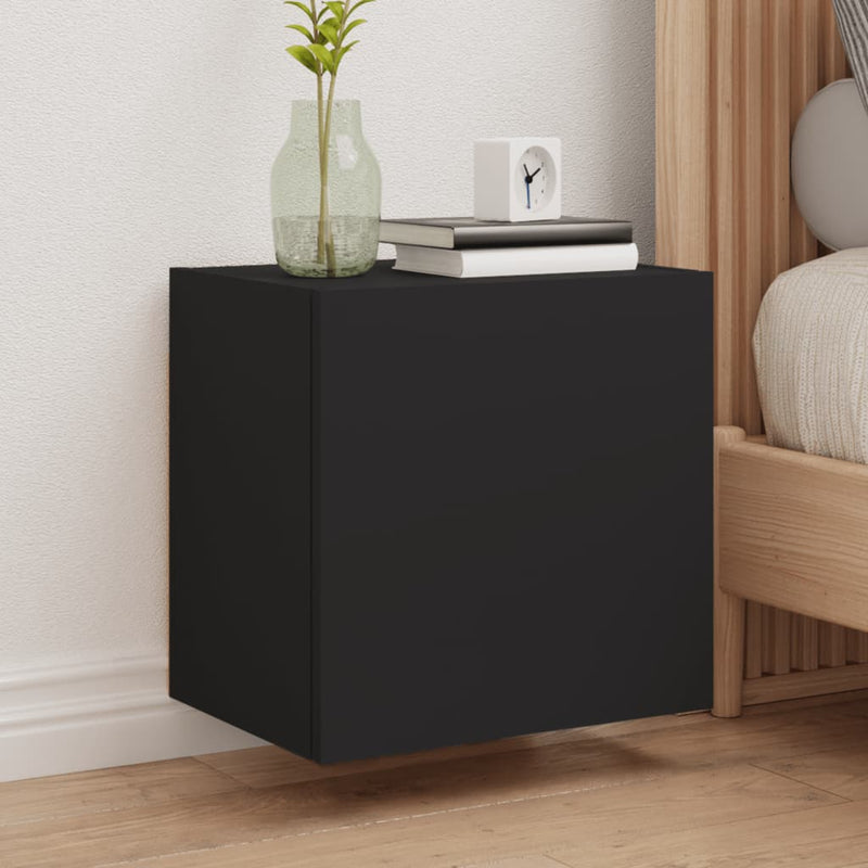 Comode TV de perete, 2 buc. negru, 40,5x30x40 cm lemn prelucrat