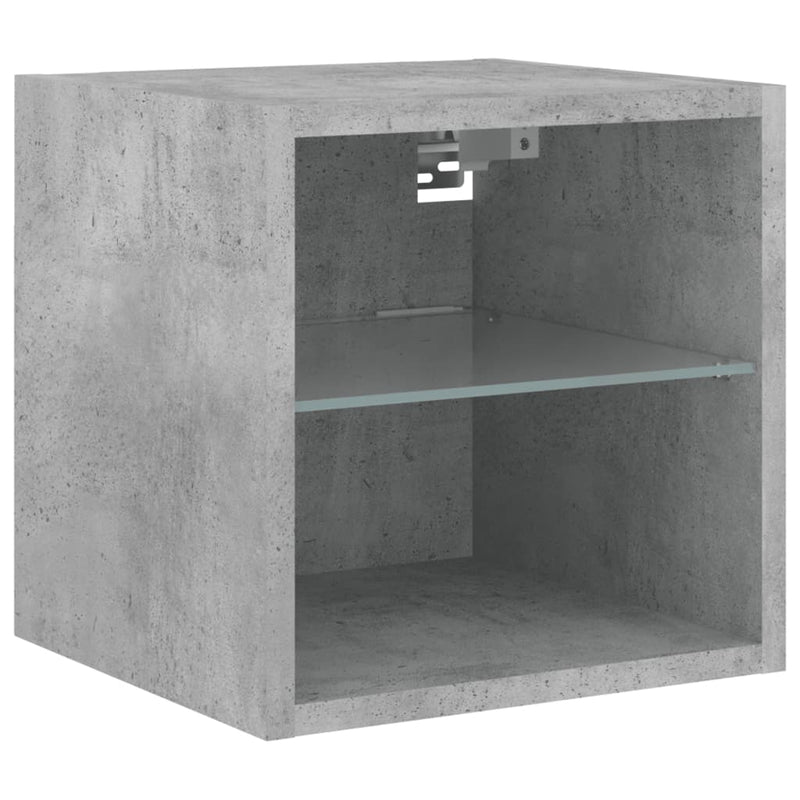 Comode TV de perete cu lumini LED 2 buc. gri beton 30x28,5x30cm