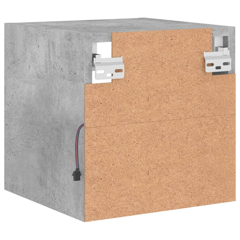 Comode TV de perete cu lumini LED 2 buc. gri beton 30x28,5x30cm