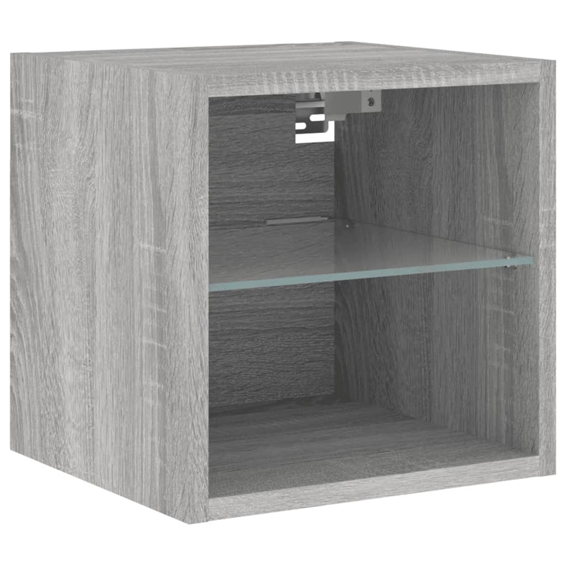 Comode TV cu lumini LED, 2 buc., gri sonoma, 30x28,5x30 cm
