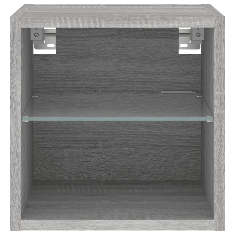 Comode TV cu lumini LED, 2 buc., gri sonoma, 30x28,5x30 cm