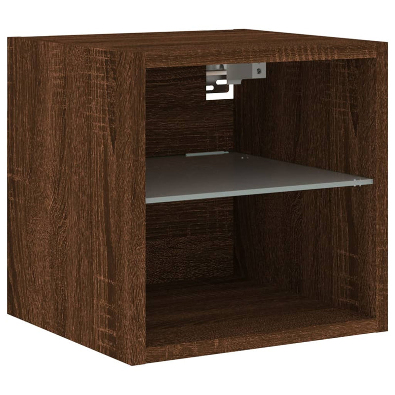 Comode TV cu lumini LED, 2 buc., stejar maro, 30x28,5x30 cm