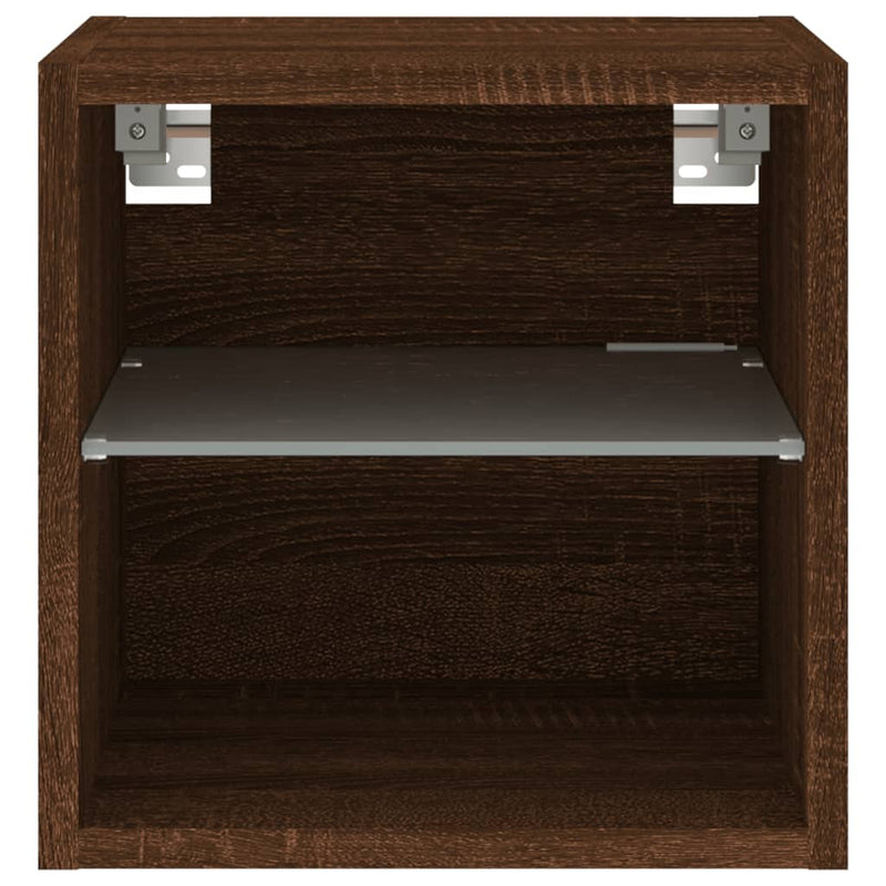 Comode TV cu lumini LED, 2 buc., stejar maro, 30x28,5x30 cm